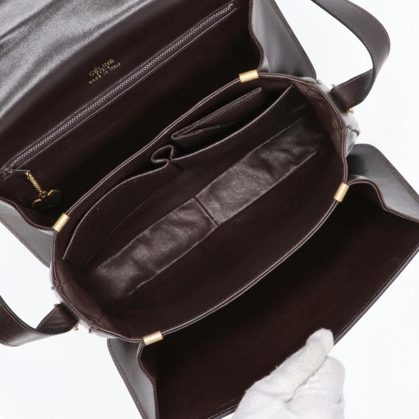 CELINE Vintage Macadam Buckle Leather Flap Shoulder AB Rank 24Used 6