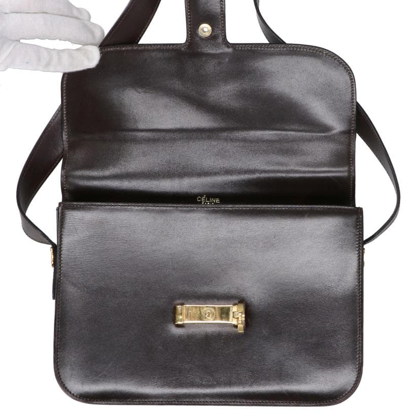 CELINE Vintage Macadam Buckle Leather Flap Shoulder AB Rank 24Used 8