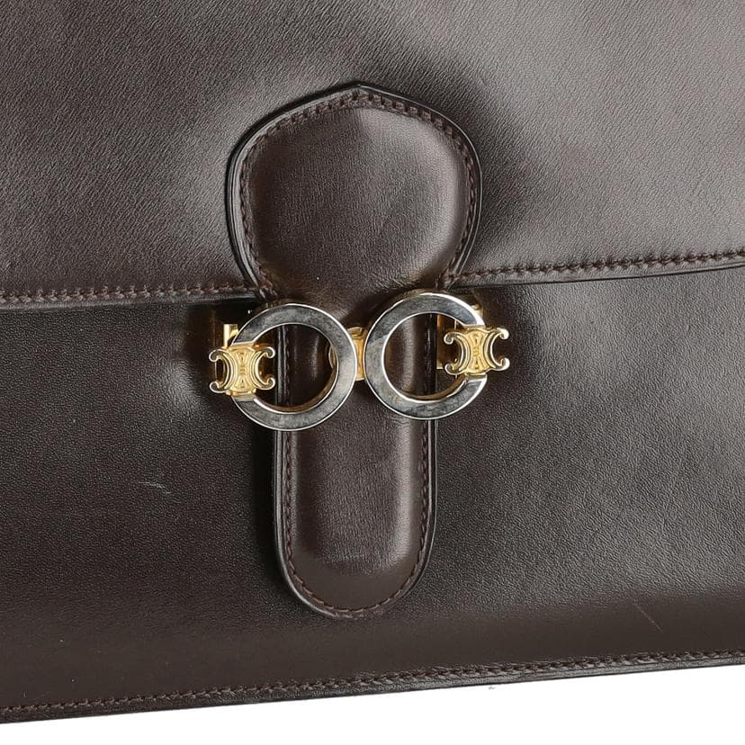 CELINE Vintage Macadam Buckle Leather Flap Shoulder AB Rank 24Used 10