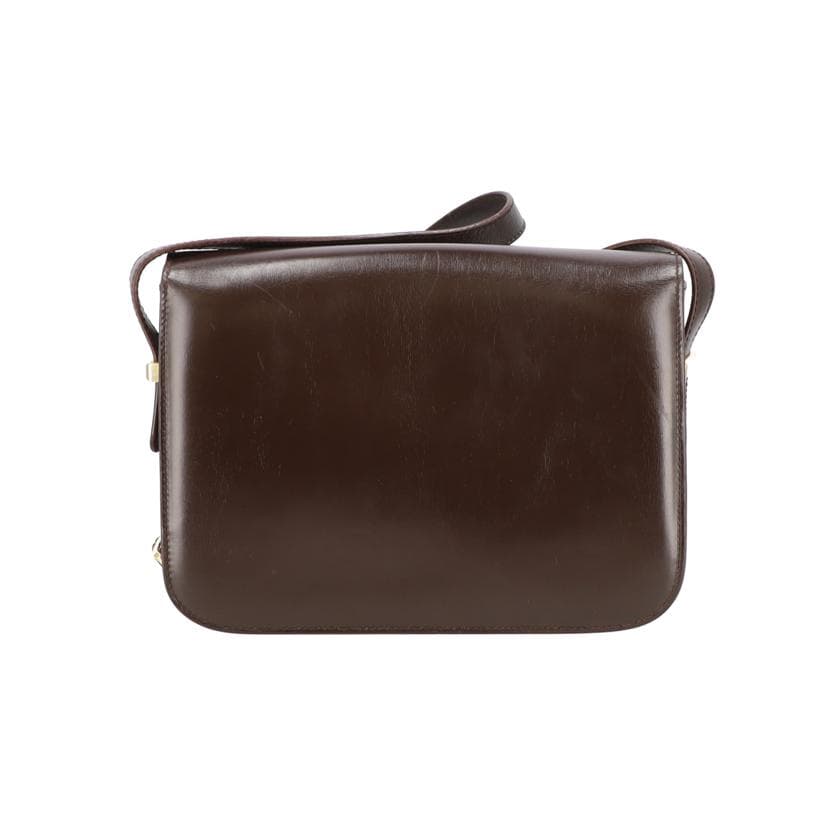 CELINE Carriage Hardware Buckle Flap Leather Shoulder Bag Brown AB Rank 24Used 3