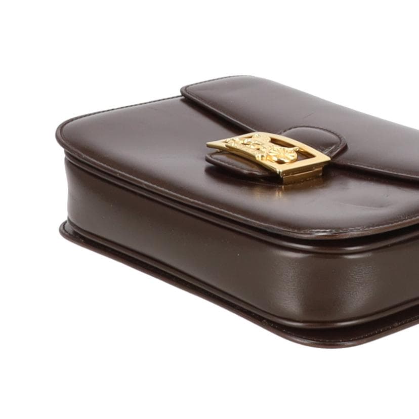 CELINE Carriage Hardware Buckle Flap Leather Shoulder Bag Brown AB Rank 24Used 4