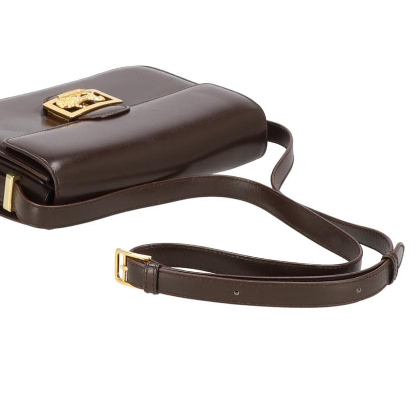 CELINE Carriage Hardware Buckle Flap Leather Shoulder Bag Brown AB Rank 24Used 5