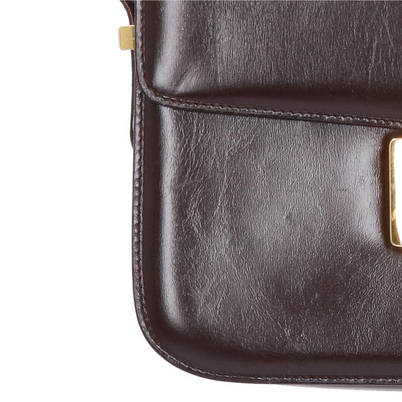 CELINE Carriage Hardware Buckle Flap Leather Shoulder Bag Brown AB Rank 24Used 10