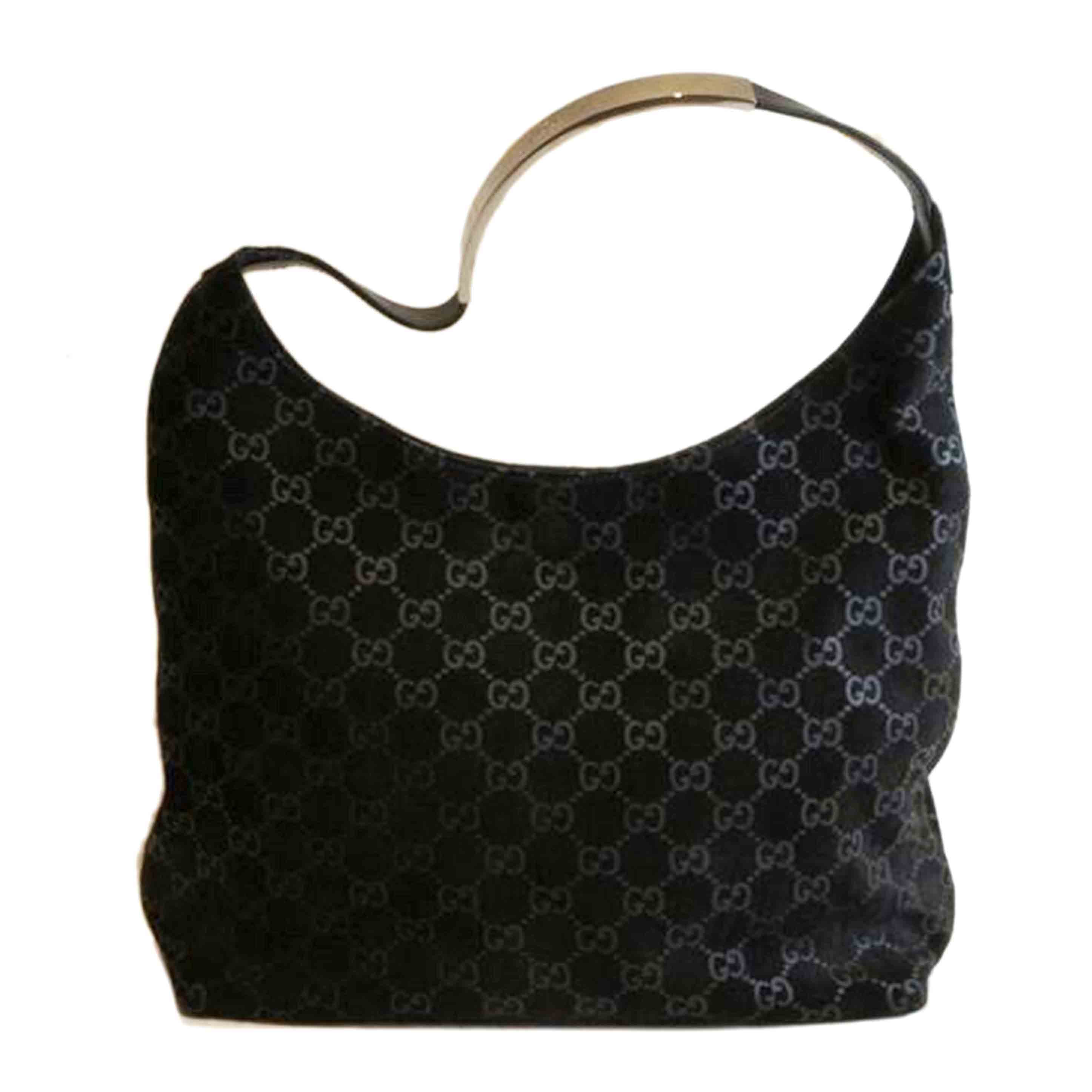 GUCCI GG Suede One Shoulder Black 001.3297 002*** A Rank 92Used 001.3297 2