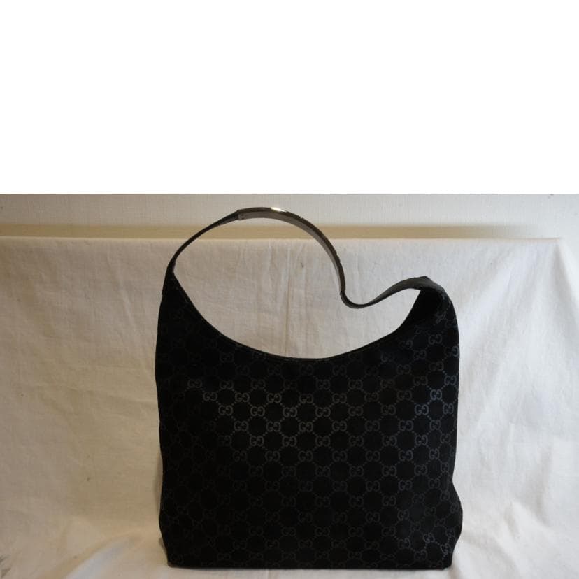 GUCCI GG Suede One Shoulder Black 001.3297 002*** A Rank 92Used 001.3297 3
