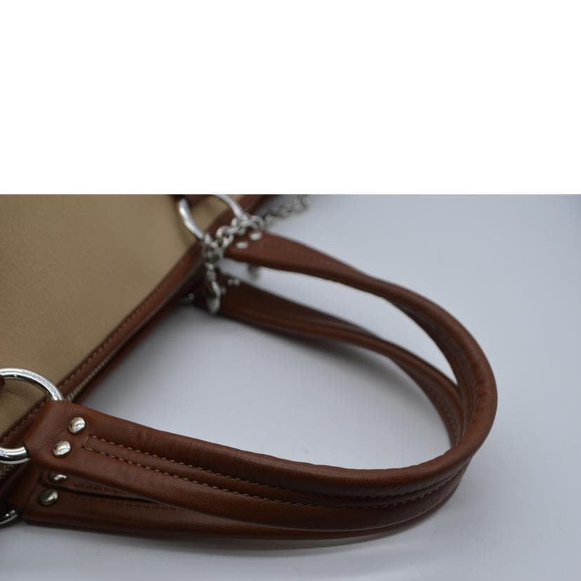 BURBERRY Horse Logo Canvas Leather Tote Beige ZAE07-204-40 Rank A 89 [Used] 5