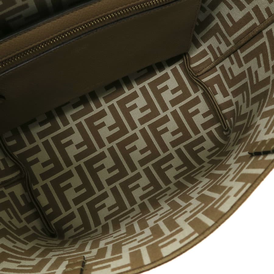 Roll Small Reversible Tote Bag / Pecan Stripe & FF 8BH424AS86F1PIQ 2