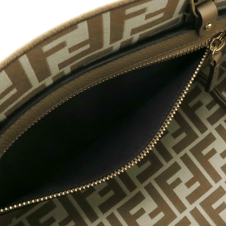 Roll Small Reversible Tote Bag / Pecan Stripe & FF 8BH424AS86F1PIQ 4