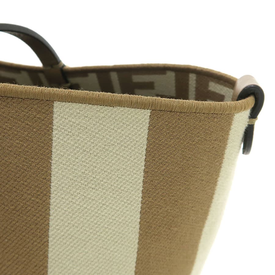 Roll Small Reversible Tote Bag / Pecan Stripe & FF 8BH424AS86F1PIQ 6