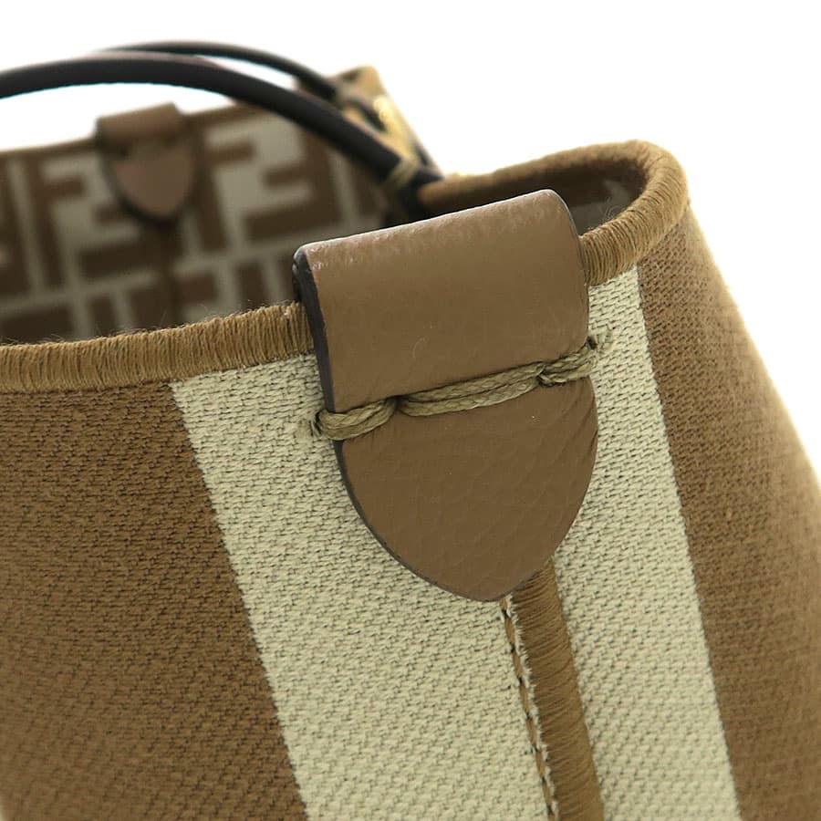 Roll Small Reversible Tote Bag / Pecan Stripe & FF 8BH424AS86F1PIQ 7